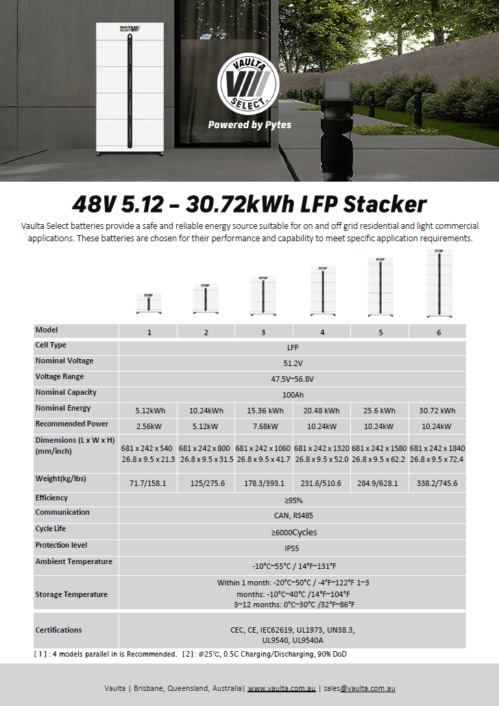 Vaulta - 48V 5.12kWh Stacker
